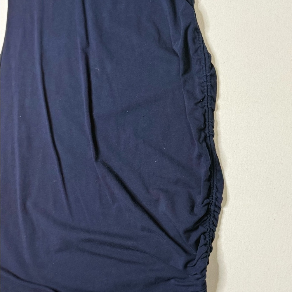 Michael Kors Navy Blue Ruched Side Short Sleeve Dress Size Large - Picture 4 of 10
